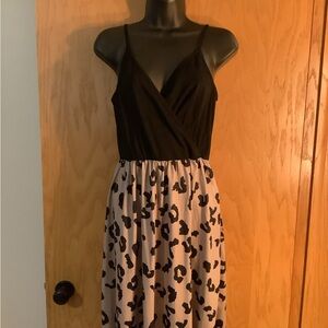 Elegant Black and Leopard Print Dress